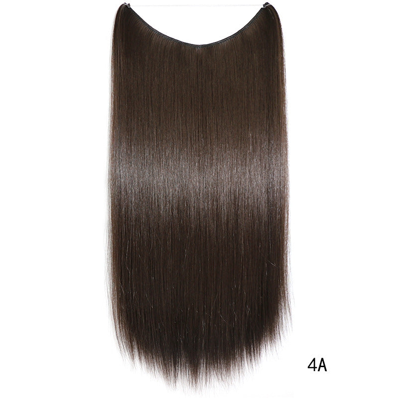 c Wire No Clips in Hair Extensions Secret Fish Line Hairpieces Silky Straight Synthetic