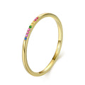 Simple And Versatile Sterling Silver Slender Rainbow Stone Ring
