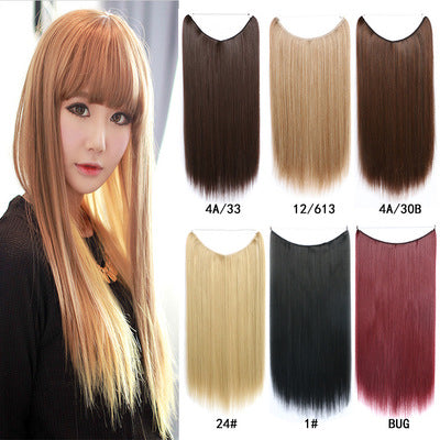c Wire No Clips in Hair Extensions Secret Fish Line Hairpieces Silky Straight Synthetic