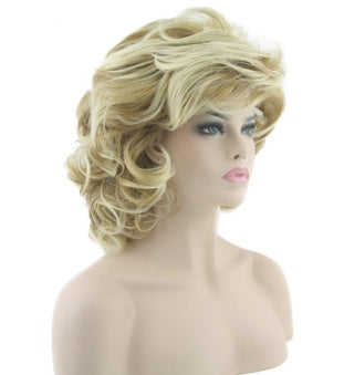 High temperature silk curly wigs European and American goldenc Long Wave Ponytail