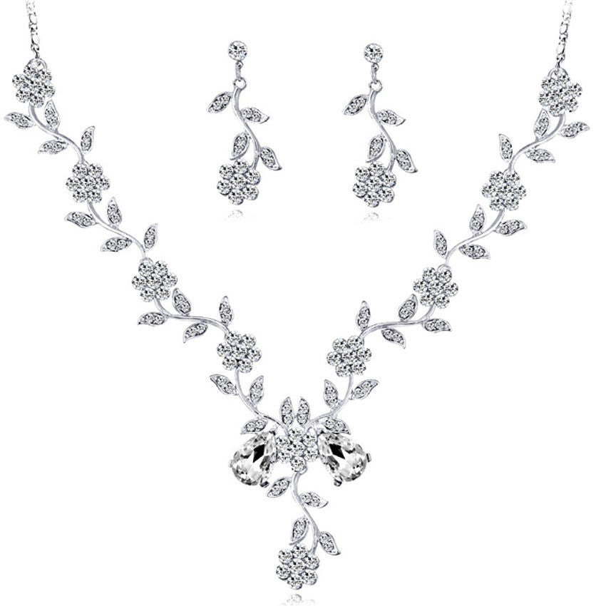 Set Full Diamond Necklace Pendant Set