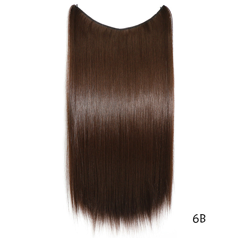 c Wire No Clips in Hair Extensions Secret Fish Line Hairpieces Silky Straight Synthetic