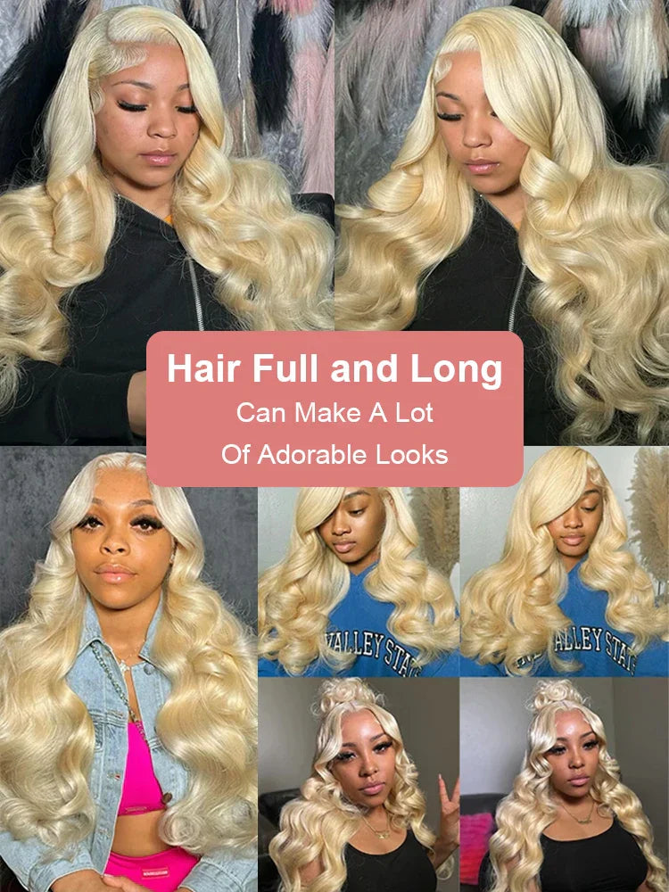 42 Inches 613 Honey Blonde 13x6 HD Transparen Body Wave Lace Frontal Human Hair Wig Colored Human Hair Lace Front Wig For Women
